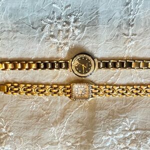 Elegant Gold-toned & Rhinestone Women's Watches Set.